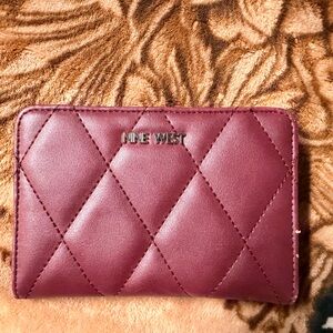 Nine West Burgundy Quilted Card Holder